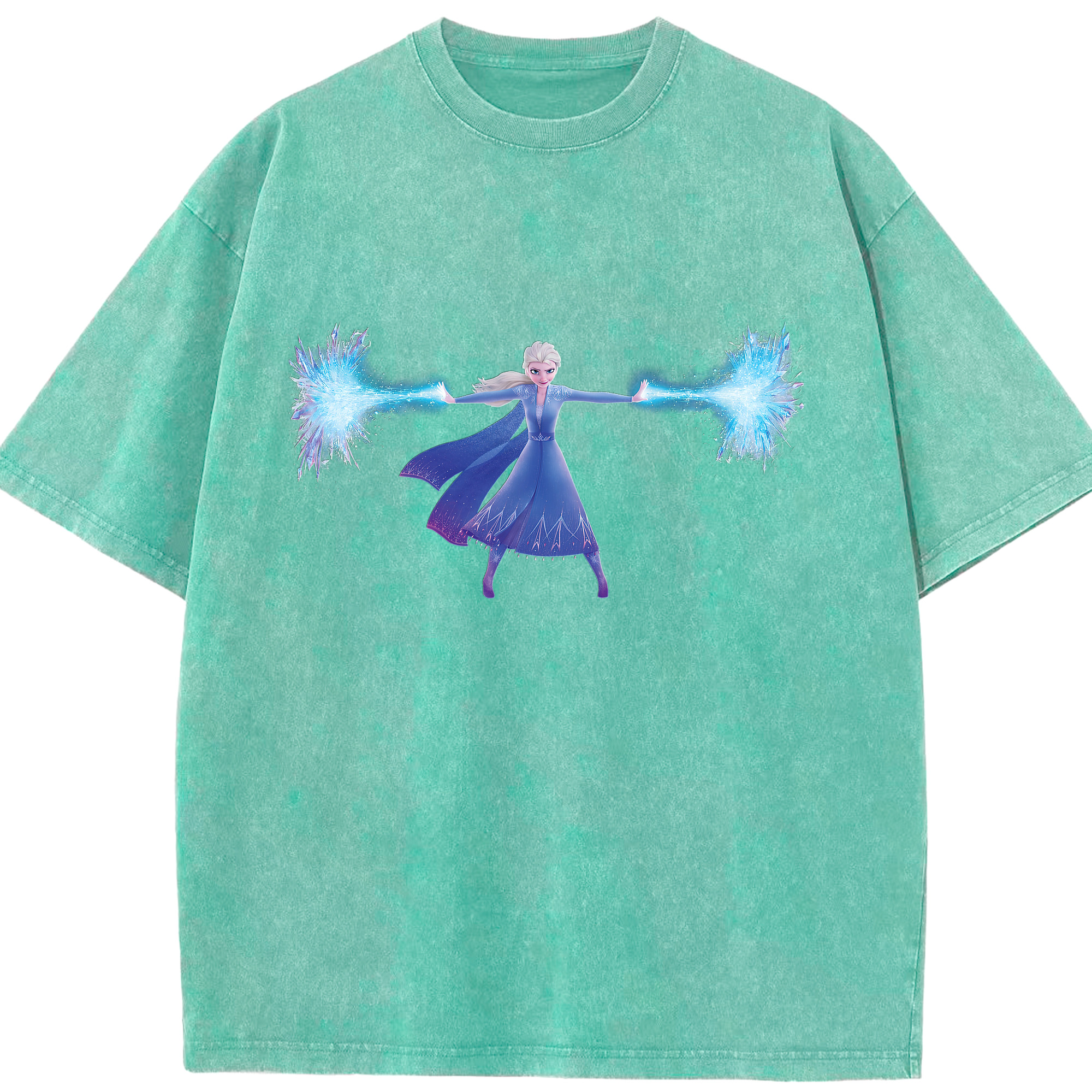 （画像用） アナと雪の女王 アンナ エルサ Frozen Anna Elsa 綿100% ヴィンテージ風 半袖Tシャツ（フロントプリント）